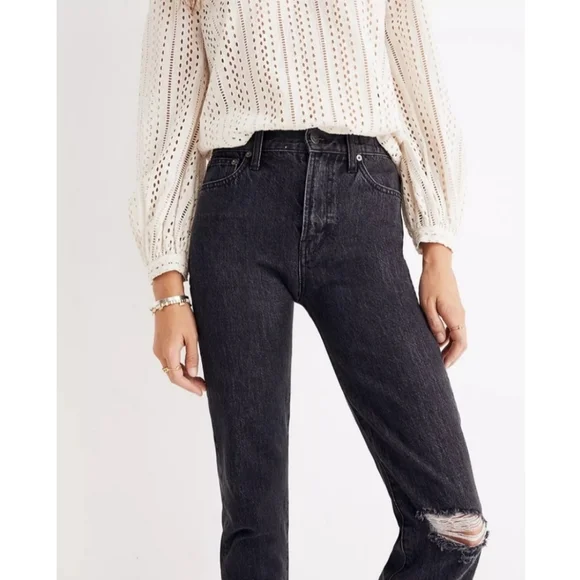 Madewell the perfect vintage black distressed jeans - Picture 3 of 15